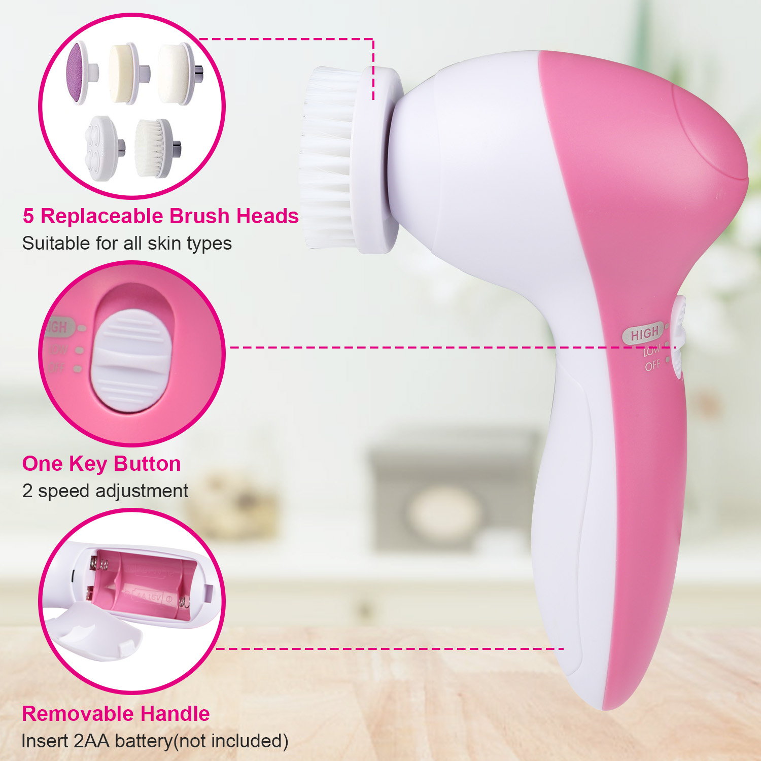 Dry Brush Body - 1Pc Facial Cleansing Brush Waterproof Face
